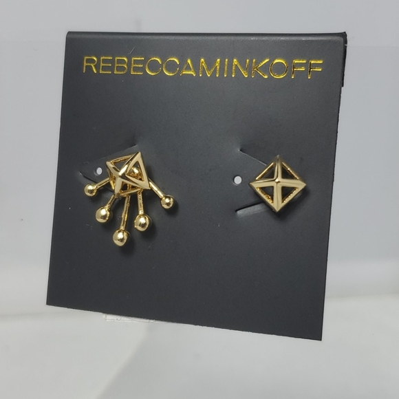Rebecca Minkoff Pyramid Fan Stud and Jacket Earrings - Picture 2 of 3